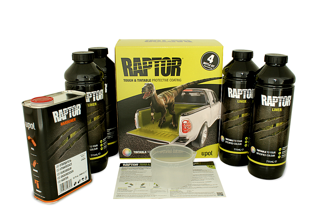 Покрытие защитное повышенной прочноcти RAPTOR, колеруемое, с отвердителем 2K U-POL 4л+1л Покрытие защитное повышенной прочноcти RAPTOR, колеруемое, с отвердителем 2K U-POL 4л+1л